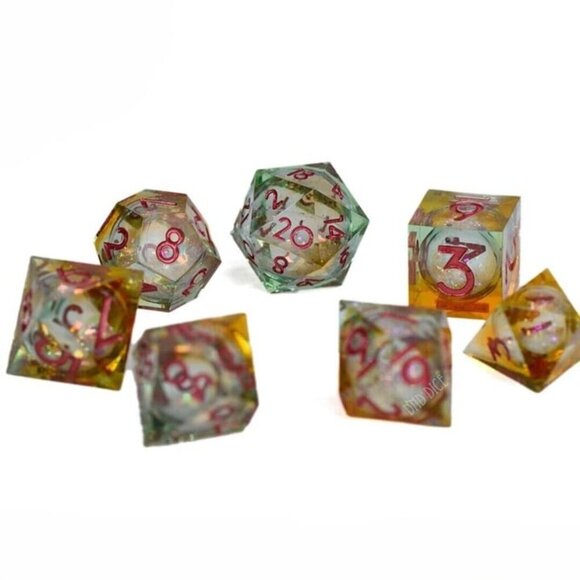DND Dice Set - My Tai - 7 RARE Handmade Resin Dice - RPG Tabletop Gaming - Picture 4 of 4
